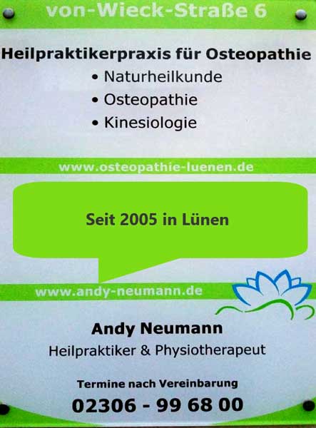 Wandschild Osteopathie Lünen - Praxis Andy Neumann Heilpraktiker
